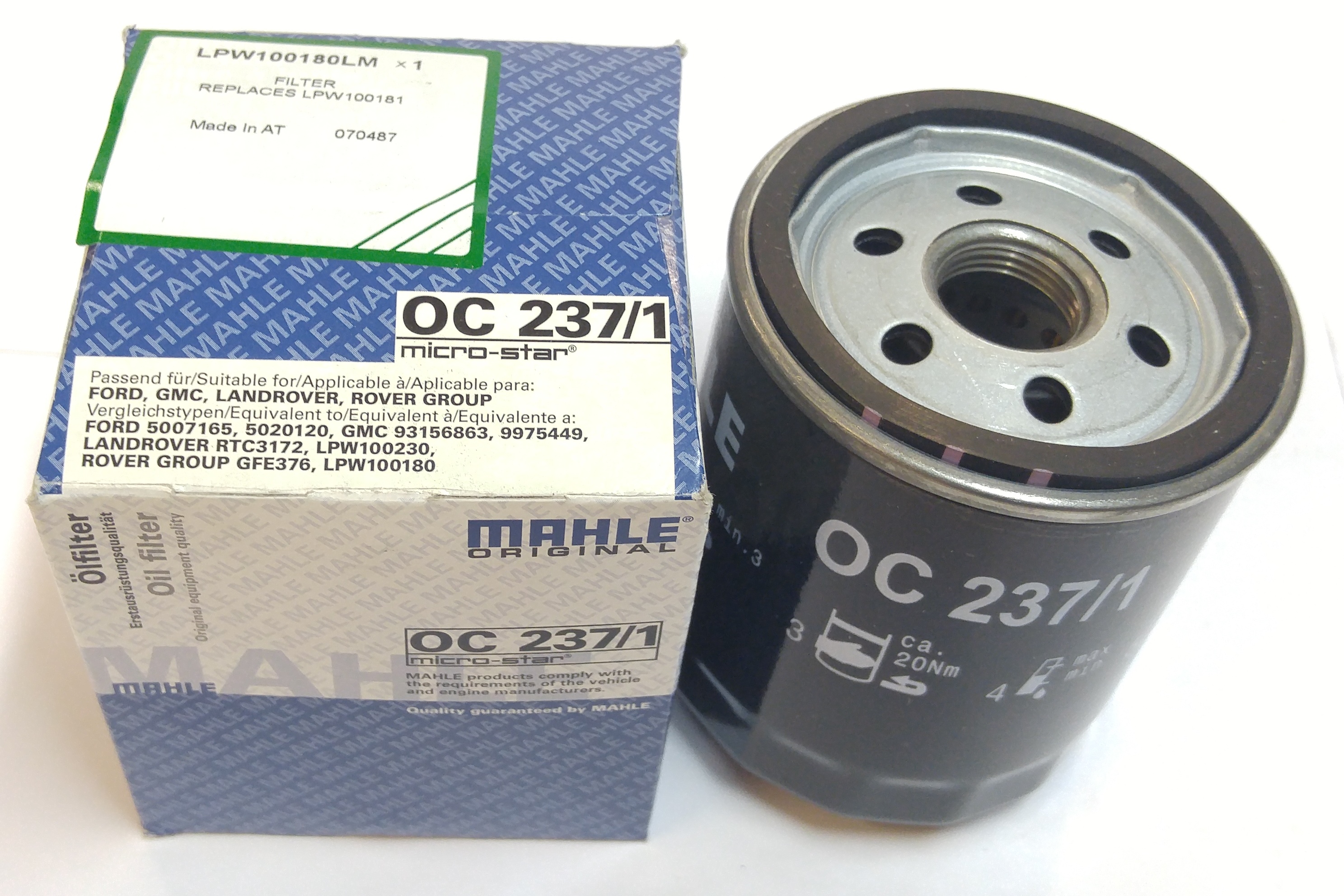 Фильтр масляный K-SERIES (LPW100180L||MAHLE)