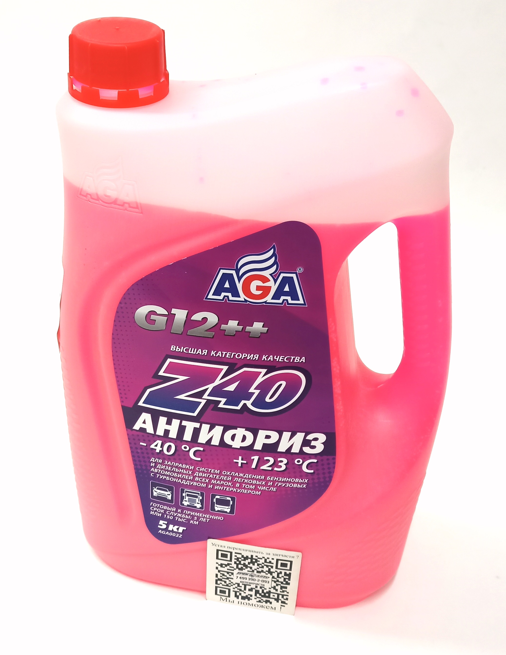 Антифриз красный "Z40" G12++ (ФАСОВКА 5 л) (AGA002Z||AGA)