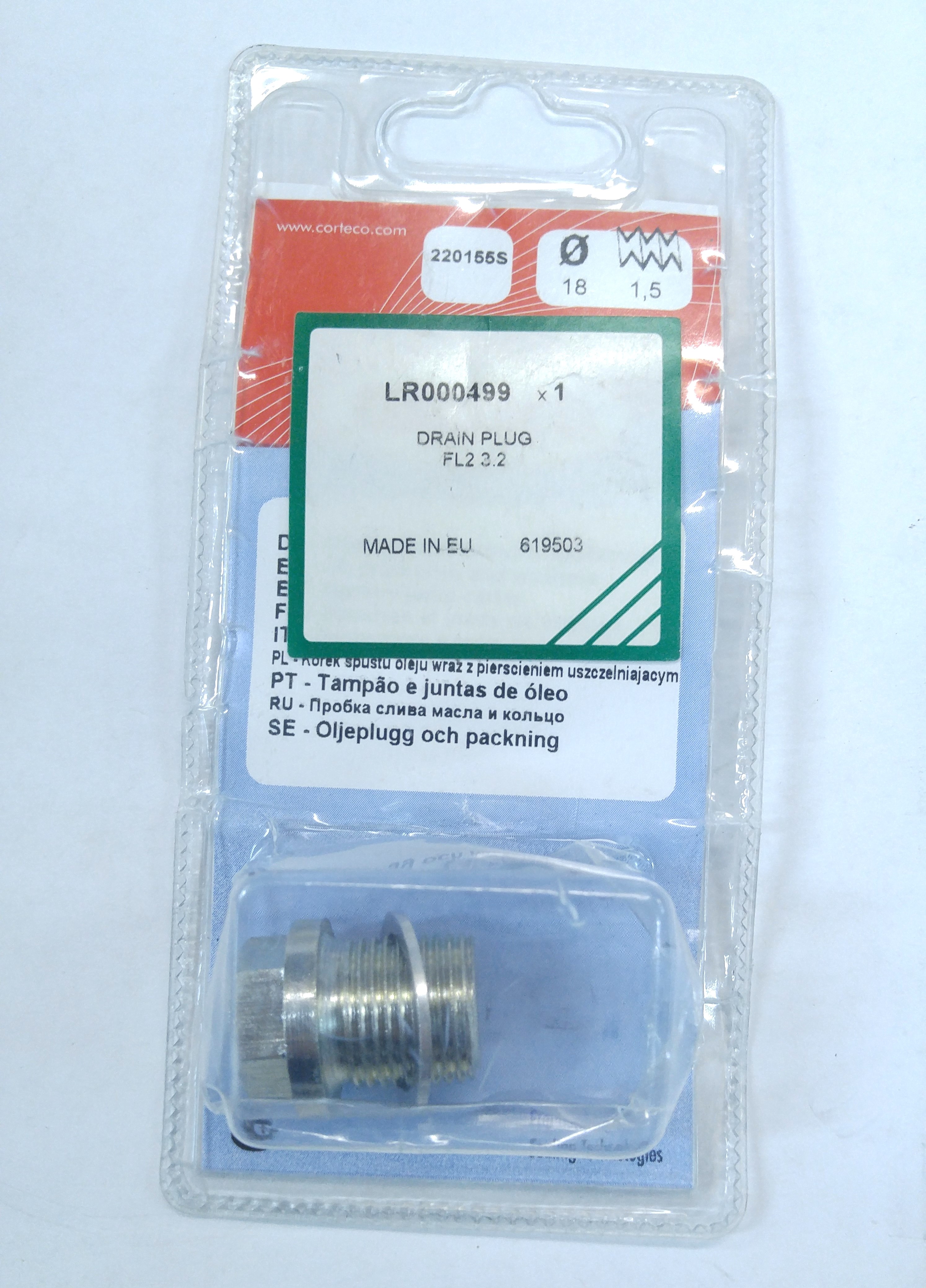 Пробка поддона с кольцом FR2 3.2 (LR000499||CORTECO)