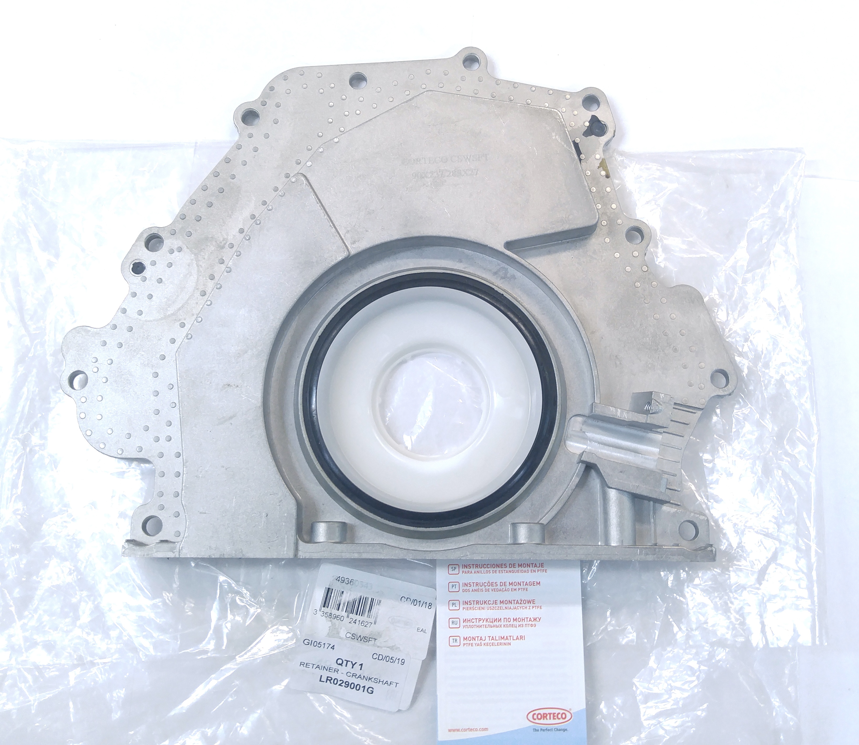 Сальник коленвала задний с крышкой 4,4D (LR029001||CORTECO)